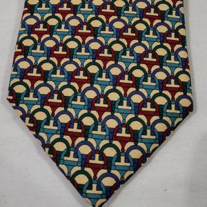 Vintage Gucci Stirrup Print 100% Silk Multi-Color Tie
